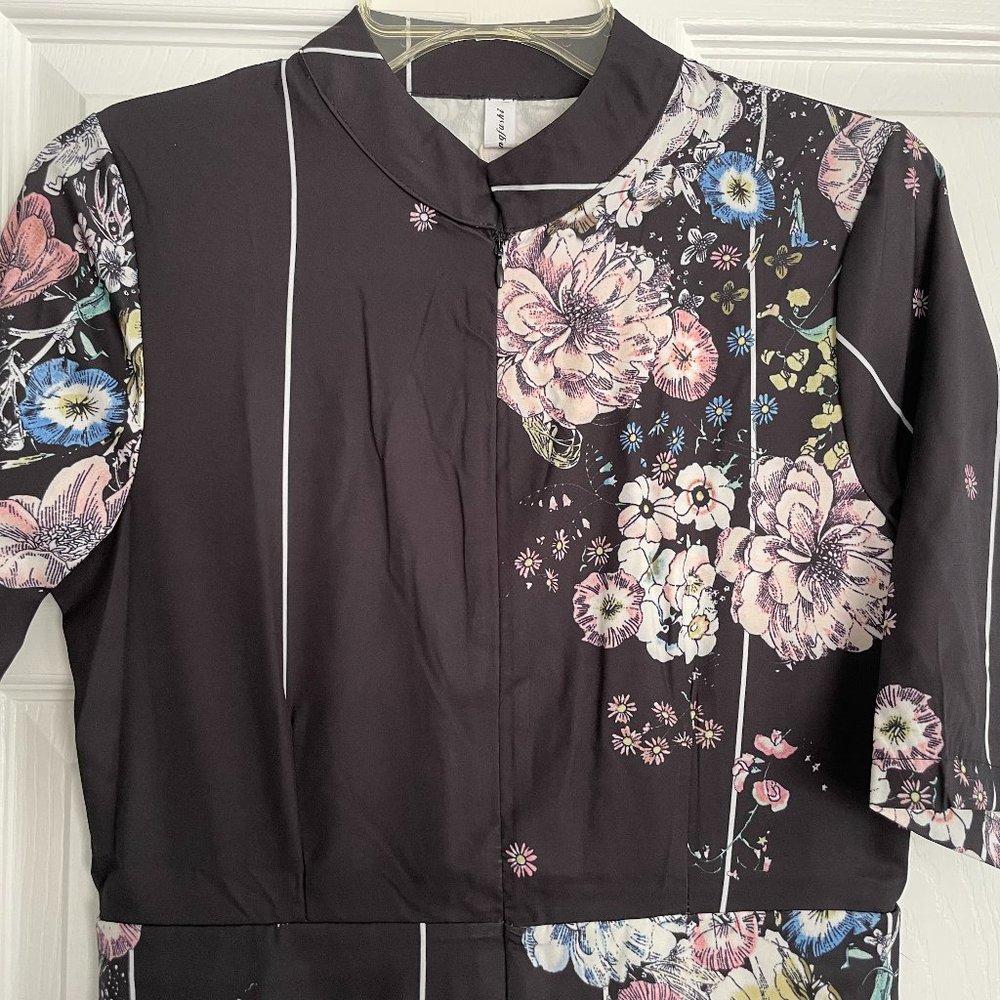Satin floral pattern jumper